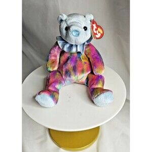 Retired Ty Beanie Babies Happy Birthday Bear With Neck Ruffle -March with Tag